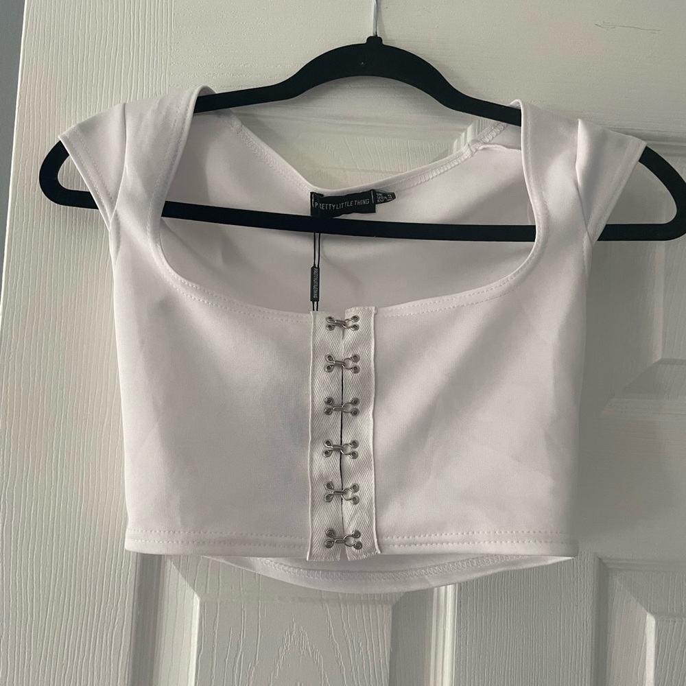 White Corset Hook Top
